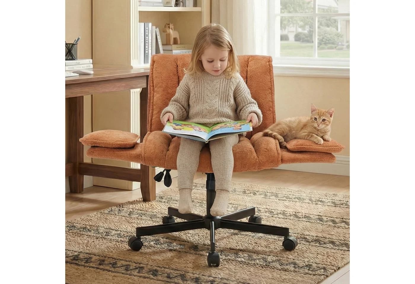 Leawin Bürostuhl Ergonomisch mit Air-Lordosenstütze & Klapparmlehnen