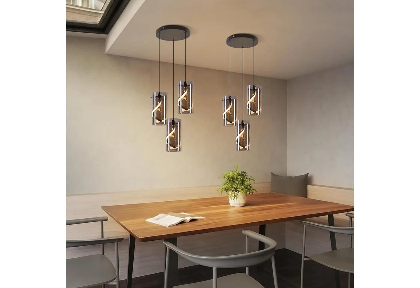 Nettlife LED Pendelleuchte Rauchgrau Vintage 8W Warmweiß 3000K