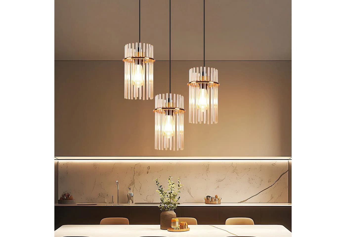 Nettlife Pendelleuchte Schwarz/Gold Ø 60cm E27 Modern