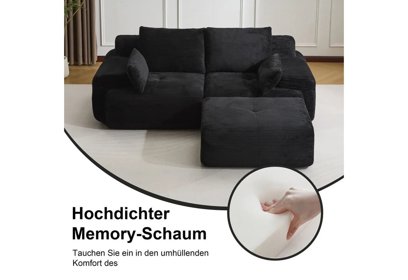 Leawin 2-Sitzer Sofa Cordstoff Modular Ergonomisch
