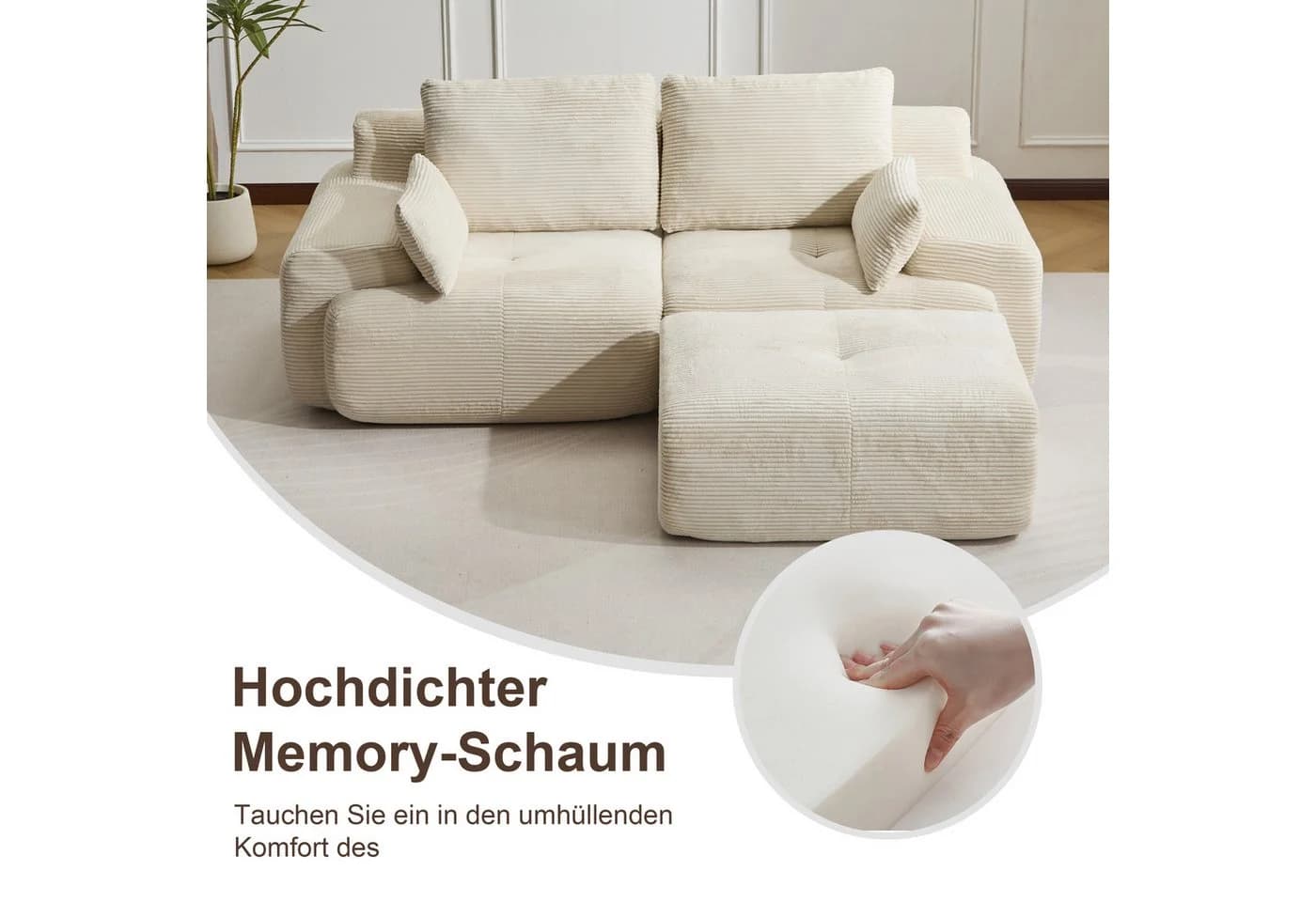 Leawin 2-Sitzer Sofa Cordstoff Modular Ergonomisch