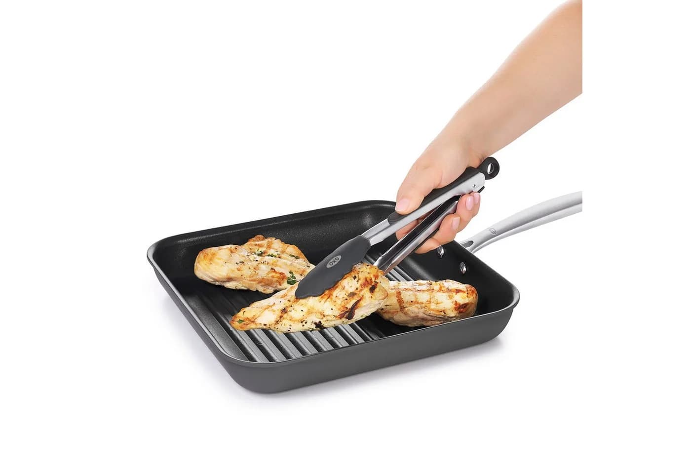 Kochzange OXO GOOD GRIPS mit Silikonköpfen – 30 cm, silberfarben