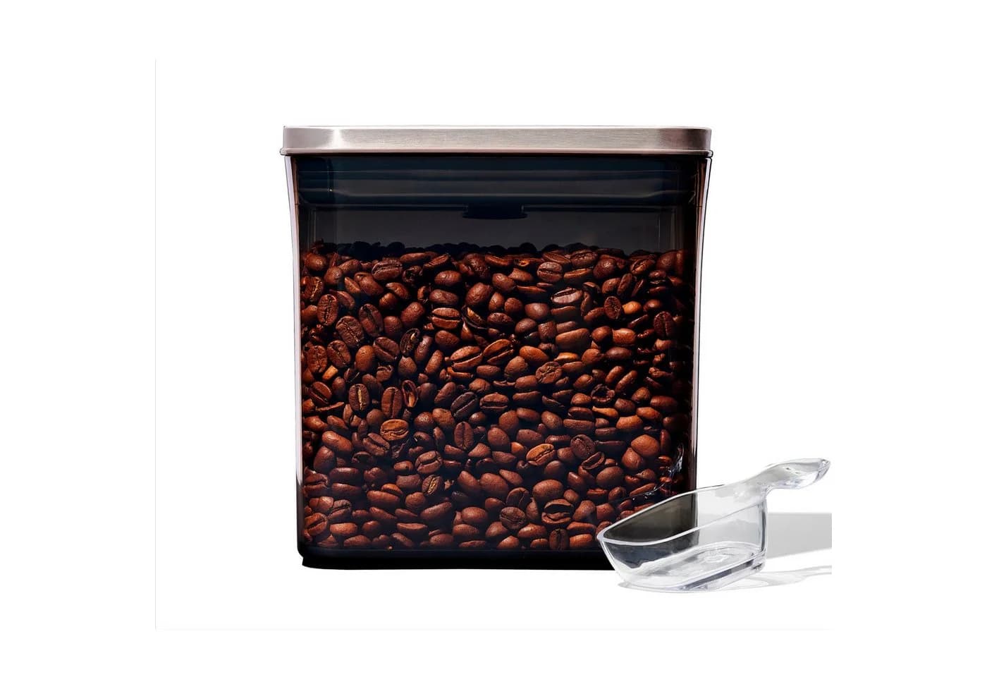 OXO STEEL Steel Coffee POP-Behälter mit Dosierlöffel silber