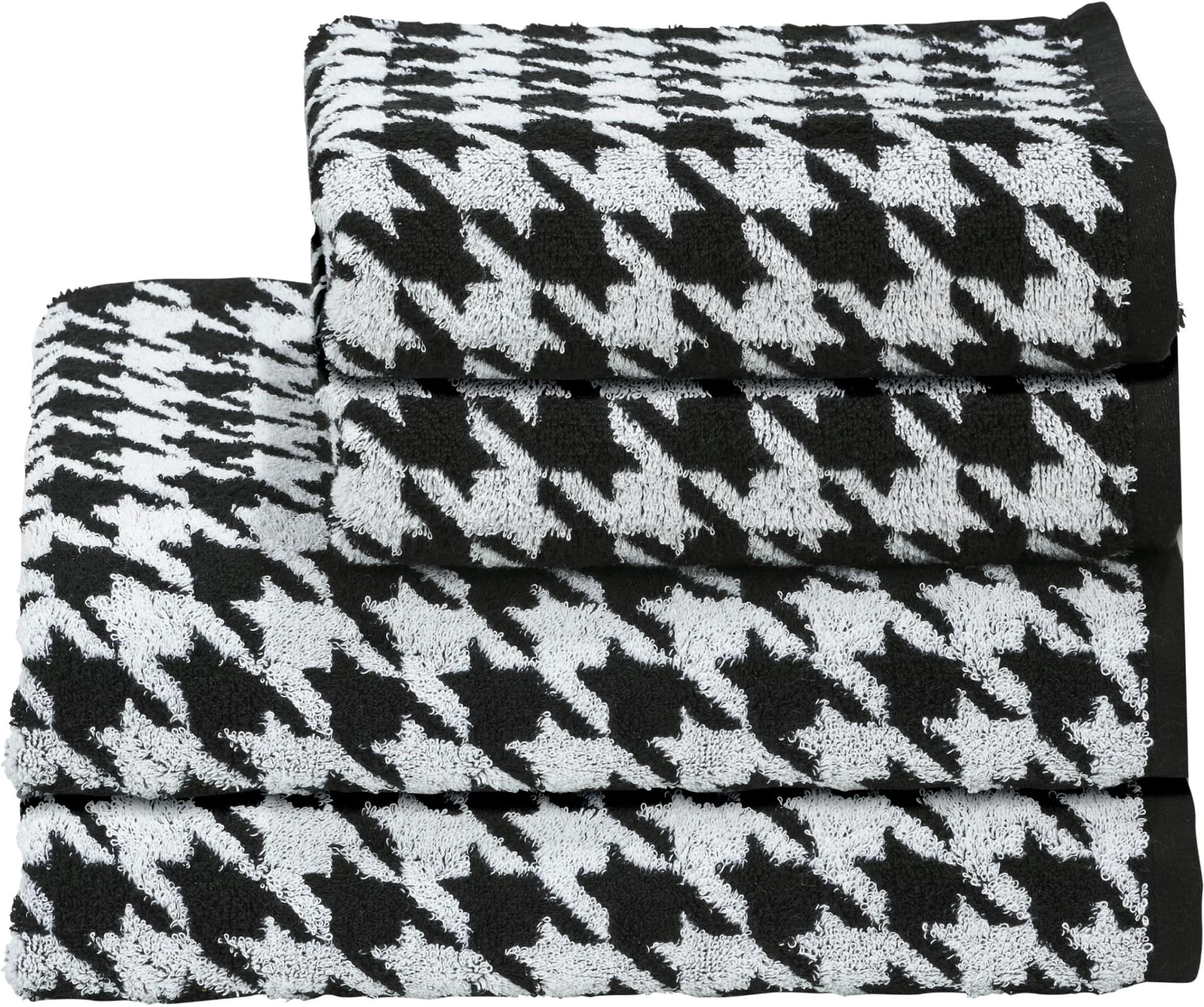 done.® Handtuch Set Daily Shapes Bird Jacquard-Walkfrottier Schwarz/Weiß 4-tlg.