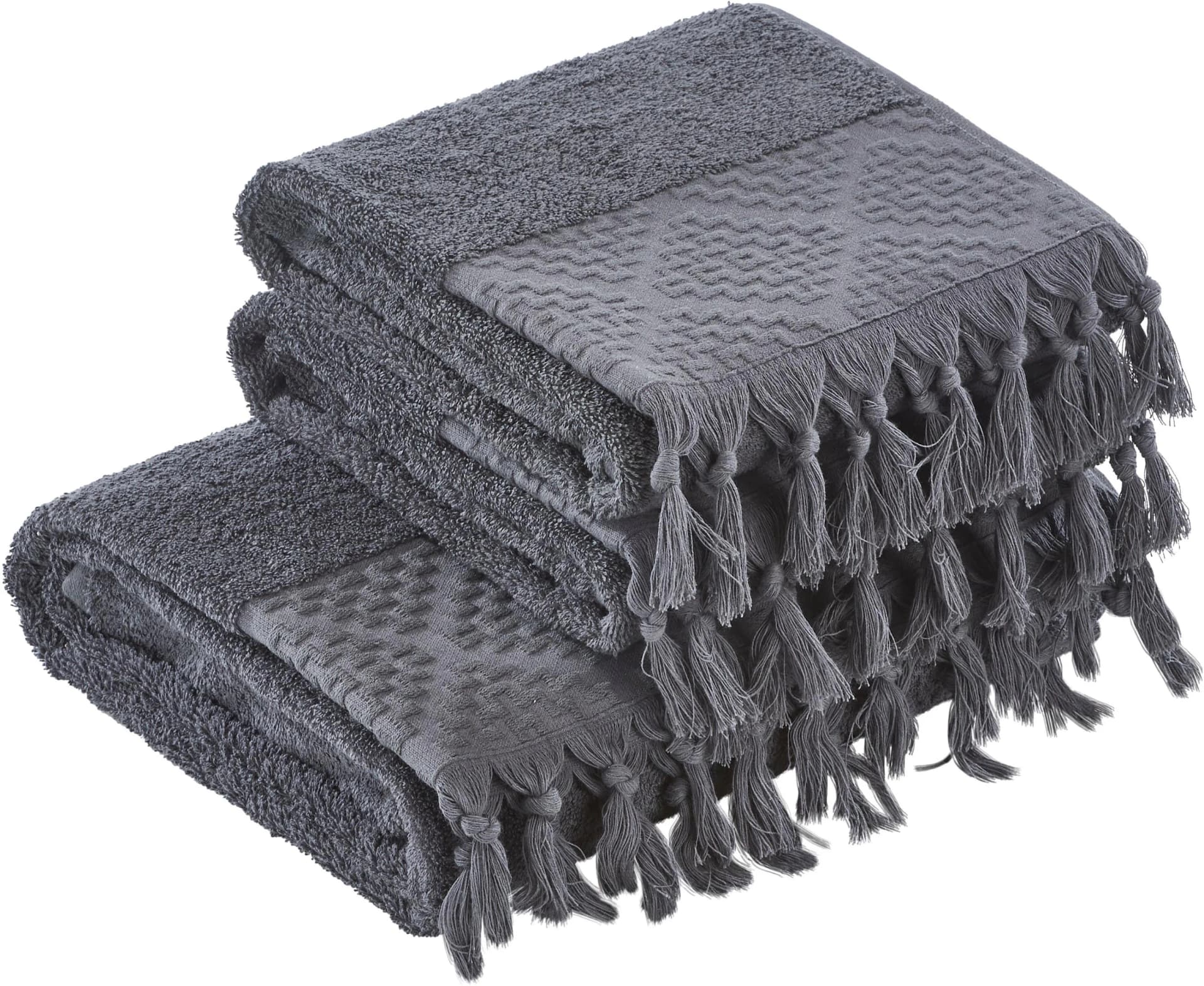 Handtuch Set DONE. Provence Bohéme Anthrazit 3-tlg. Walkfrottier
