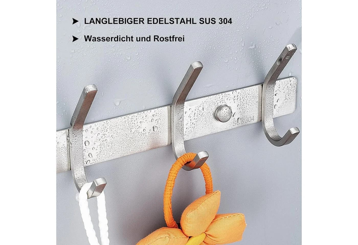 BlingBin Wandgarderobe 4/6 Haken Kleiderhaken Wand Hakenleiste Garderobenhaken 2er Set Silber