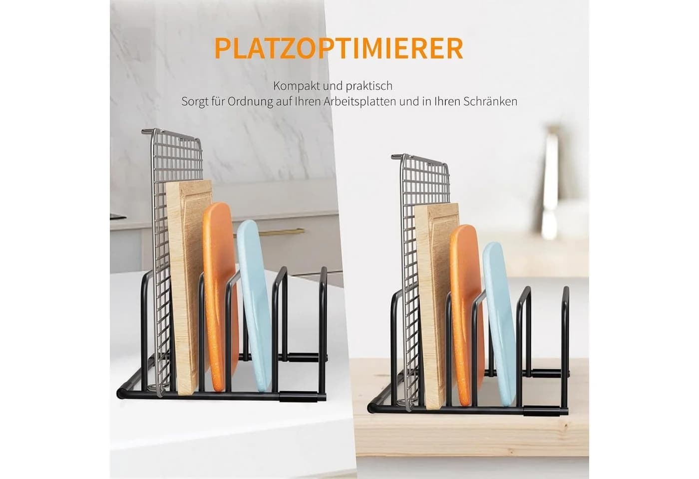 BlingBin Schneidebrett Halter 2er Set Schwarz 5 Schlitze