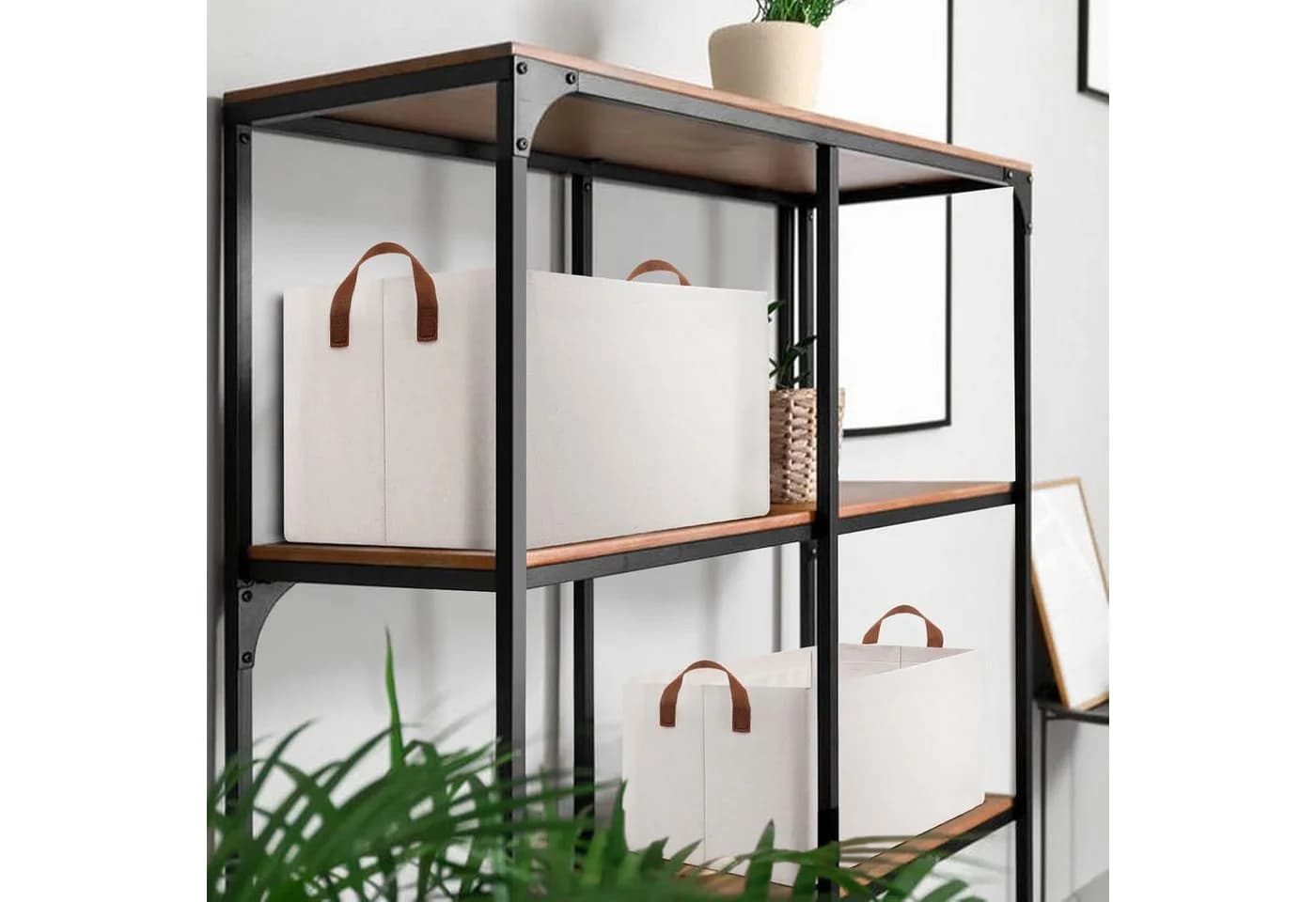 BlingBin Aufbewahrungskorb 3-Pack 26L Beige Schrank Organizer