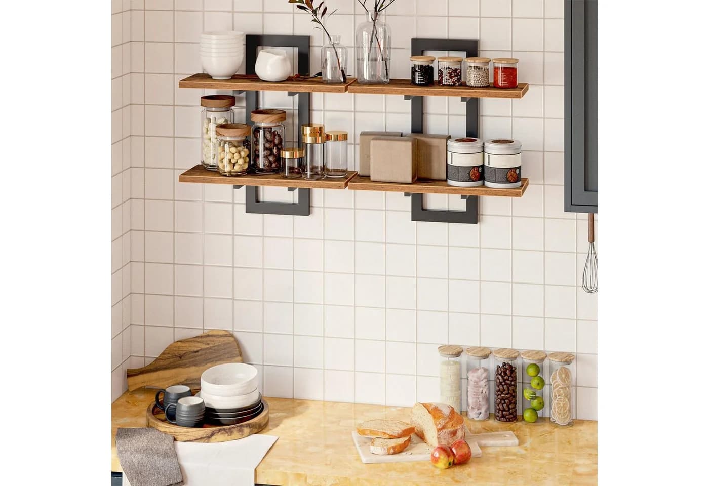 BlingBin Wandregal 2-stufig Schweberegal Holz Wandboard