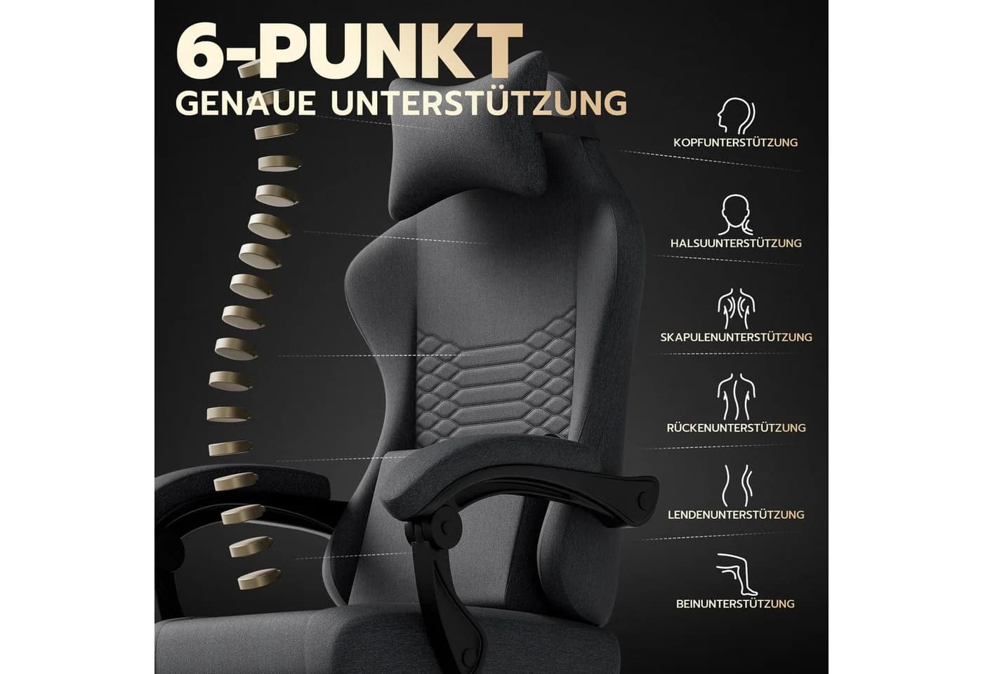 BlingBin Gaming-Stuhl Massage Ergonomisch Verstellbare Armlehnen
