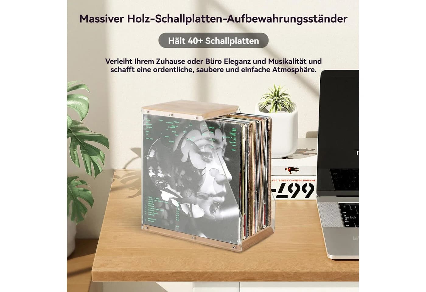 BlingBin Vinyl-Schallplattenhalter für 40 LPs Transparent