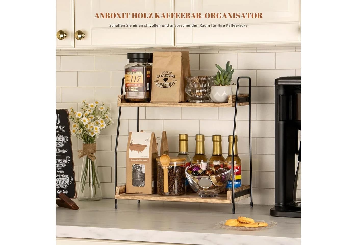 BlingBin Küchenregal 2-stufig Holz Metall Organizer