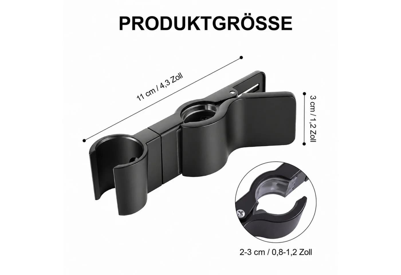 BlingBin Brausehalter Schwarz 35° Drehbar Clip-On