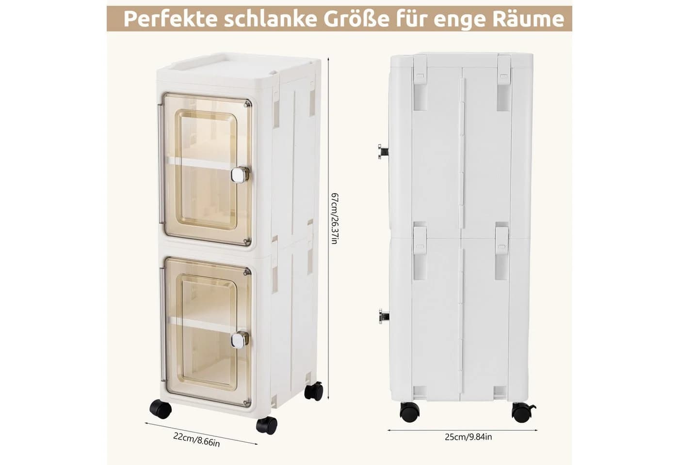 BlingBin Badorganizer Weiß mit Rollen und Trennwänden