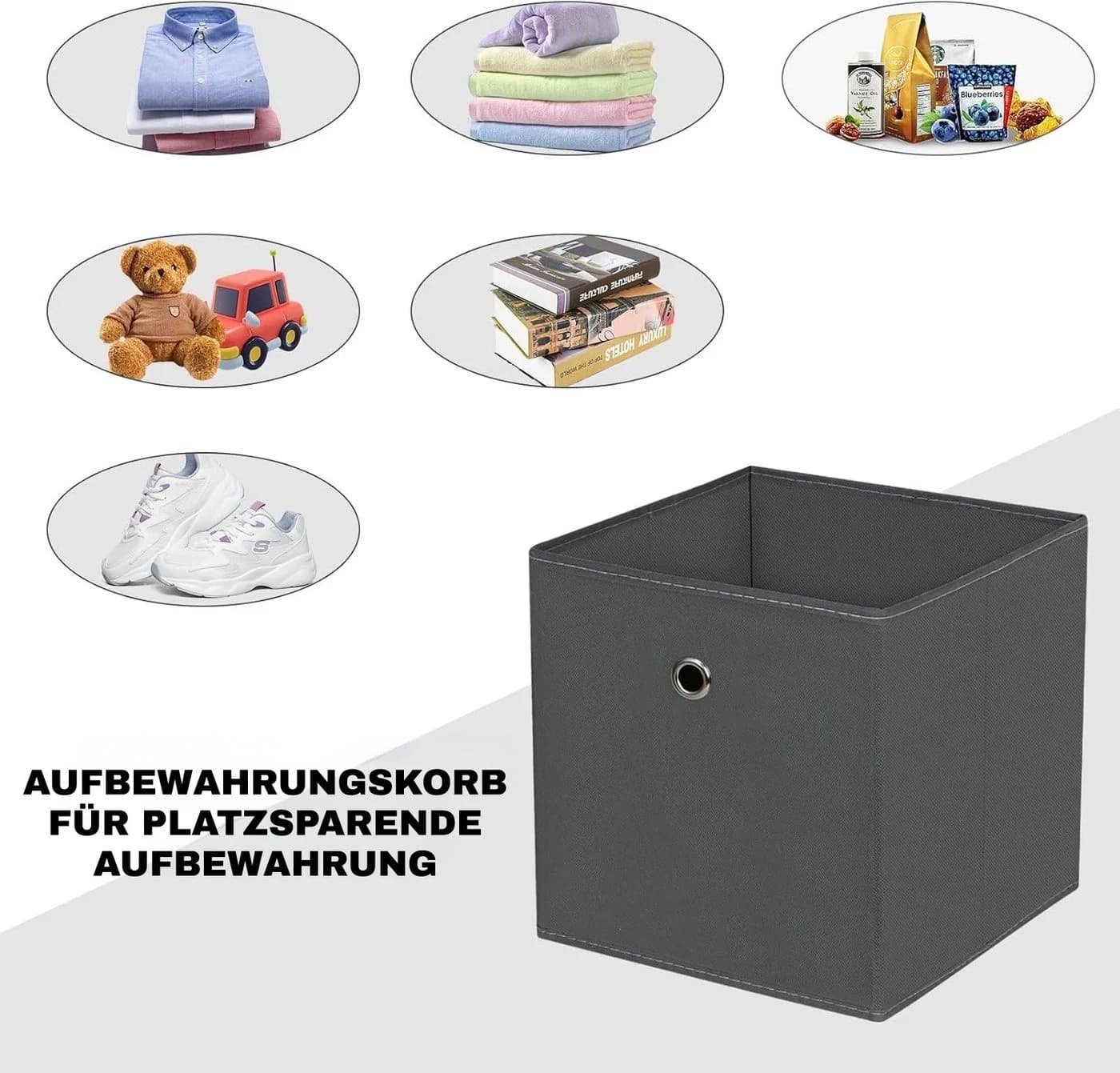 BlingBin Faltbox Aufbewahrungsbox 10er Set Grau mit Griff