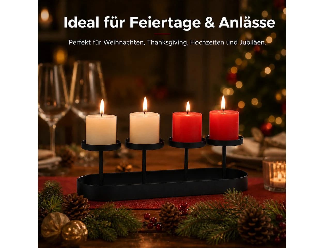 BlingBin Kerzenständer Tablett Metall Schwarz Vintage