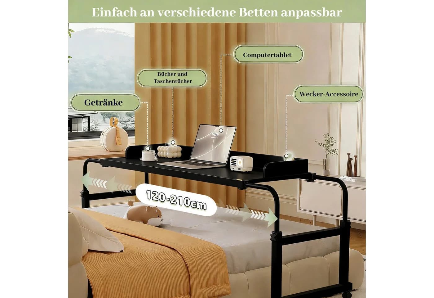 BlingBin Wangentisch Schwarz Höhen- & Breitenverstellbar