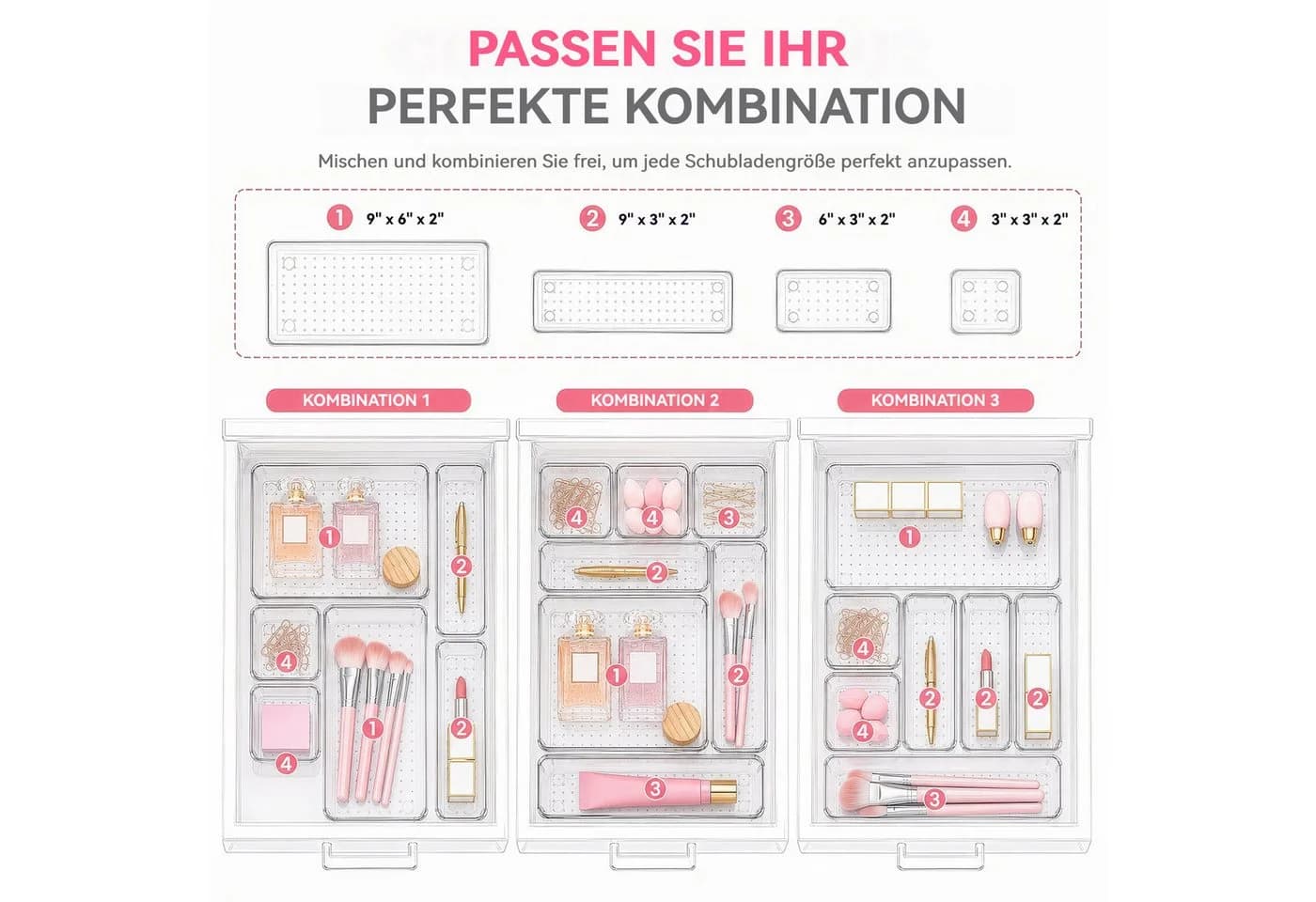 BlingBin Schubladen-Organizer 24-teilig Transparent PS-Kunststoff