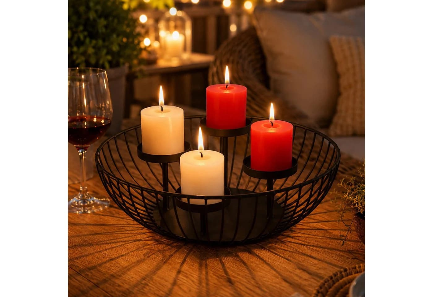 BlingBin Kerzenhalter Adventskranz Schwarz Metall Modern