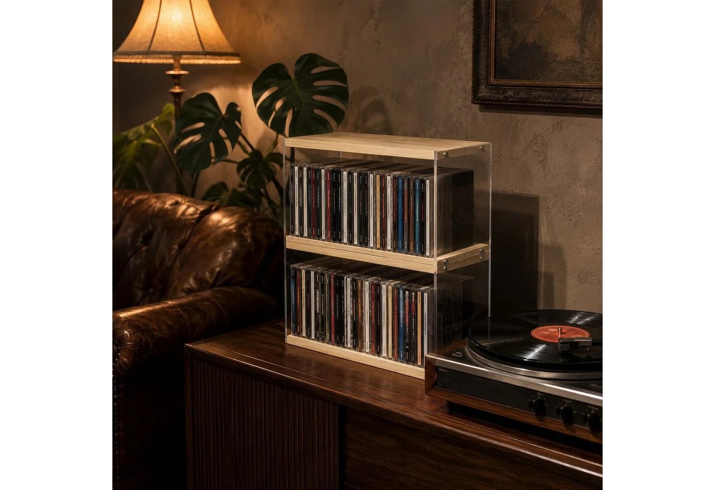 BlingBin CD-Regal 2-tlg. Holz & Acryl Stapelbar Transparent