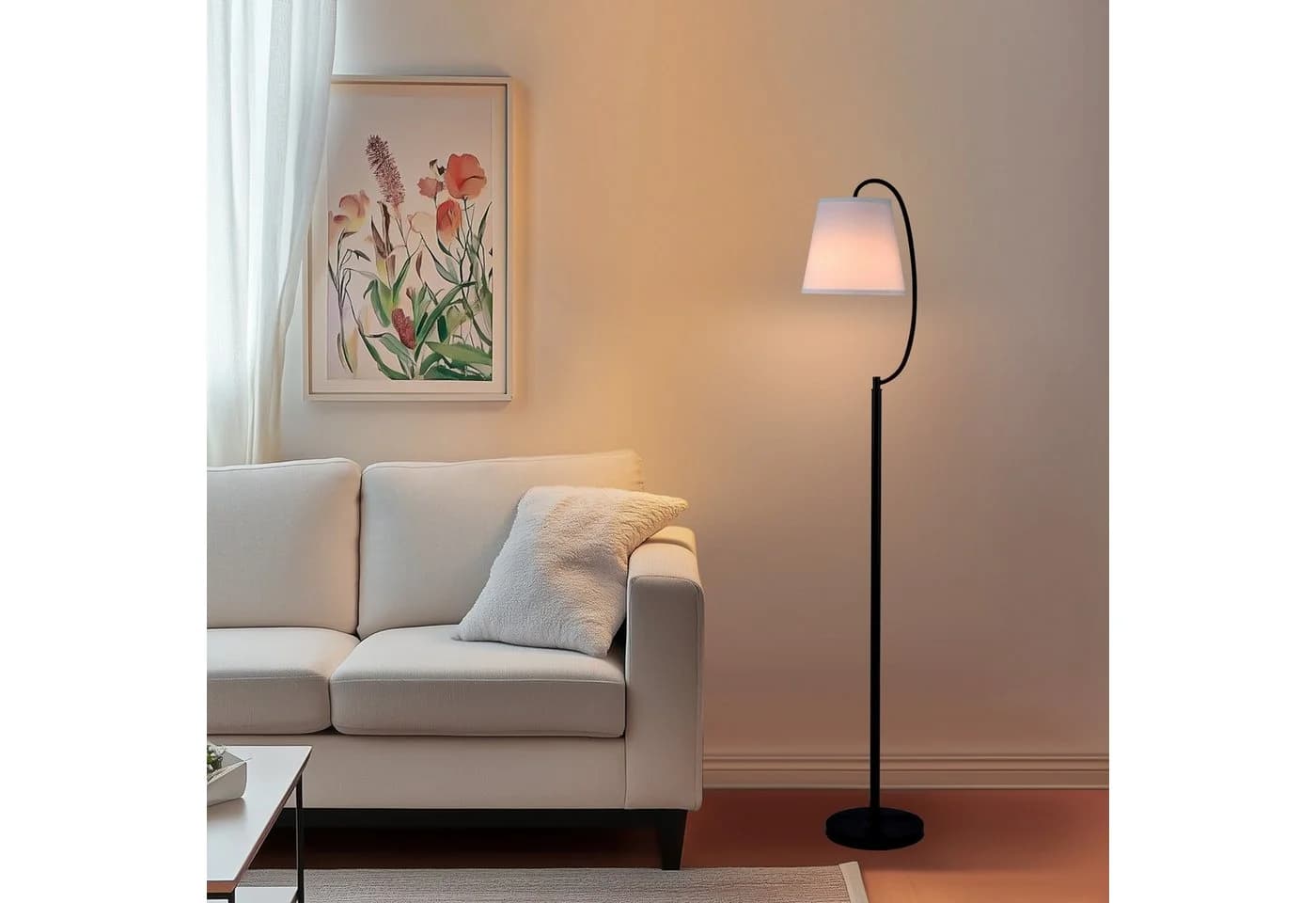 STANBOW Stehlampe Schwarz Bogenlampe mit flexiblem Arm