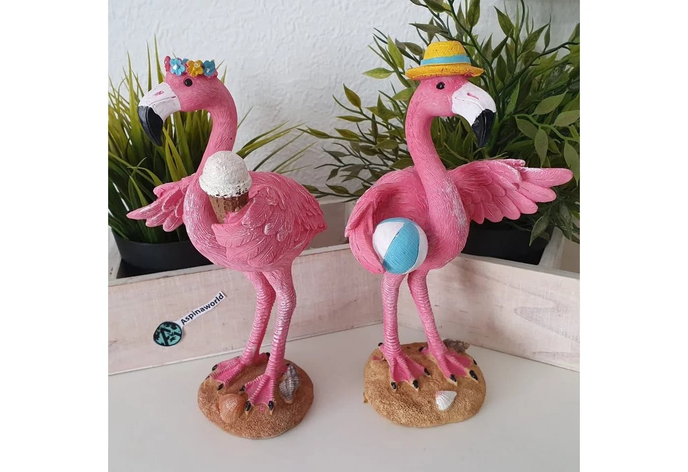 Aspinaworld Flamingo Dekofigur 2er Set 22 cm