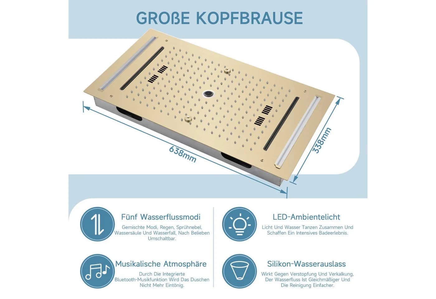 Oihpaw Duschsystem mit Konstanttemperatur, 5 Strahlmodi & LED-Licht