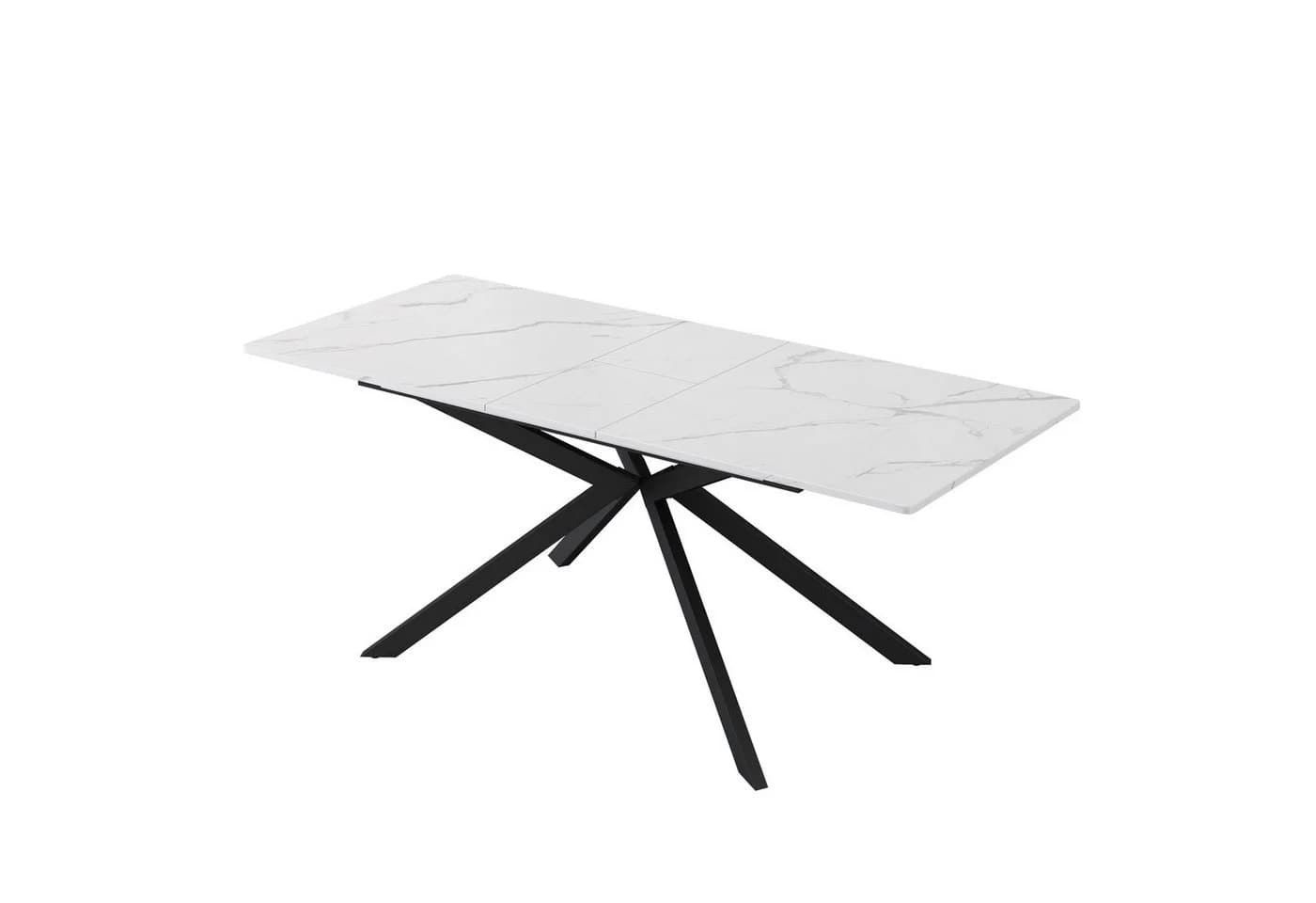 KLAM HOME Esstisch Erweiterbarer Tisch Mit Automatischem Auszug Schwarz Weiß