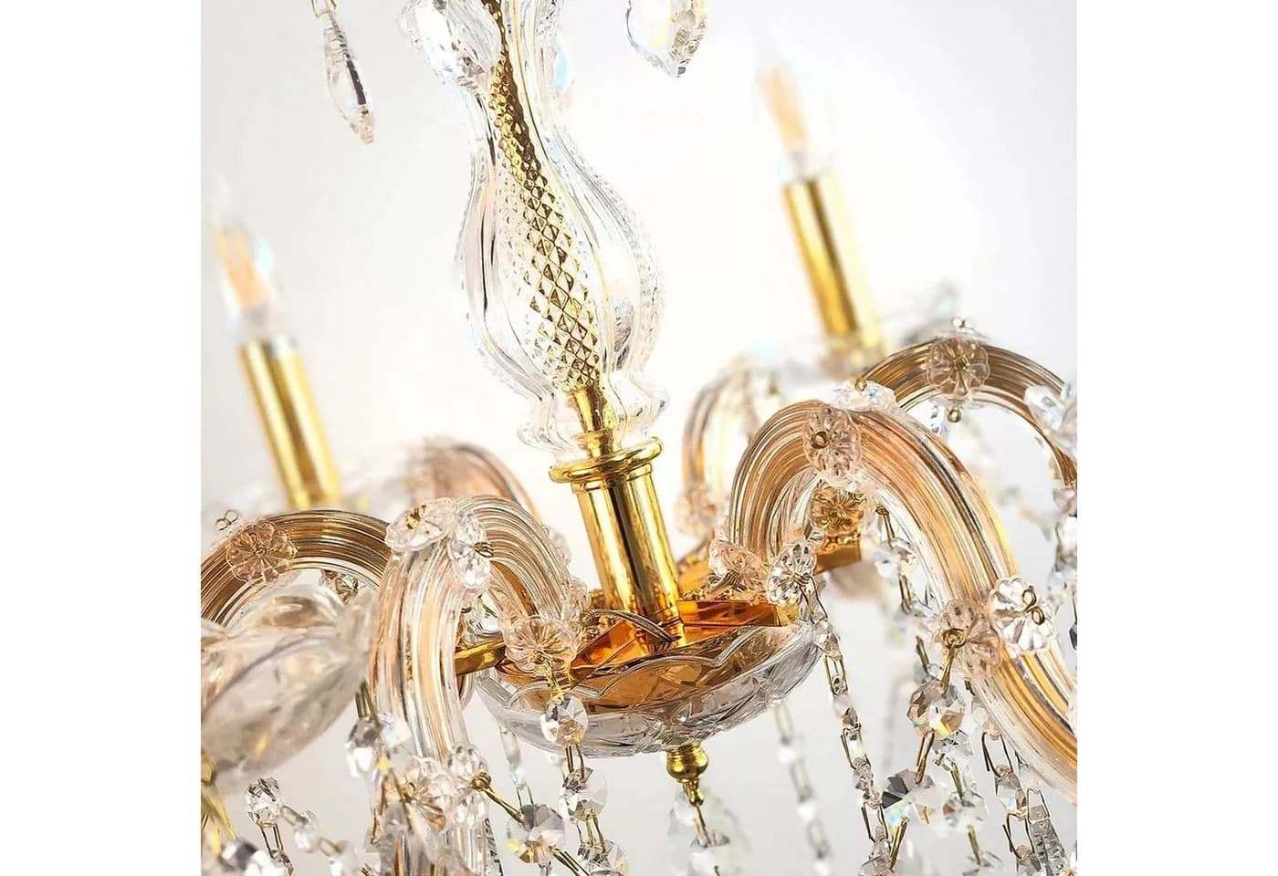 PGA-Lights Kronleuchter Kristallglas Gold Ø60cm 6 Leuchtarme