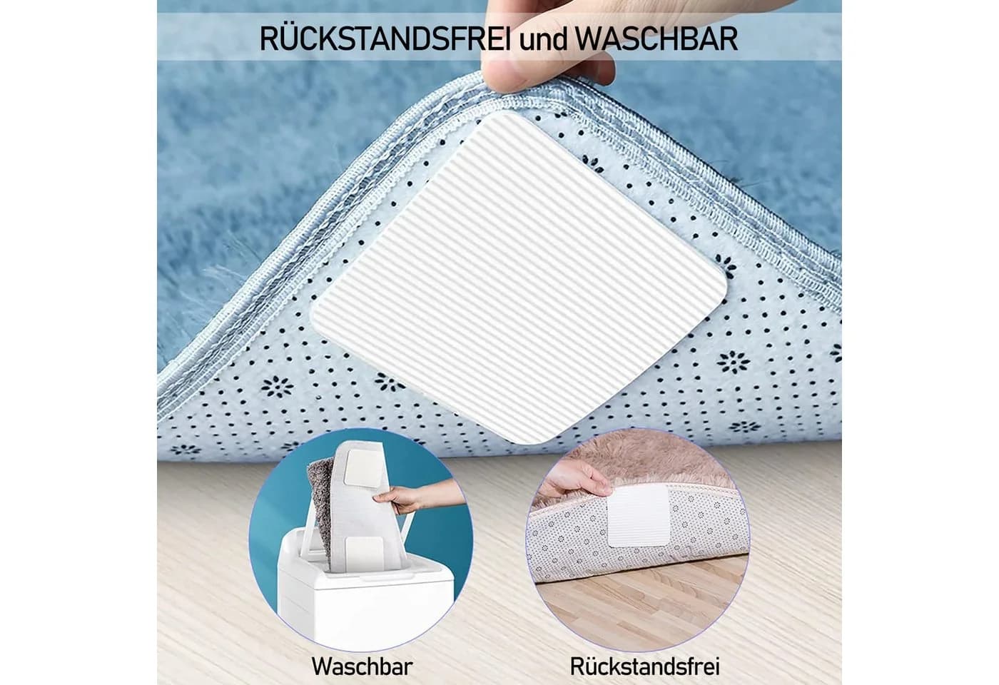 HUGERSTONE Antirutsch-Teppichunterlage 8-tlg. Weiß