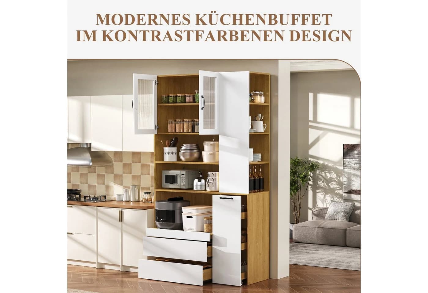 SeedWave Küchenbuffet mit Glastüren & Schubladen