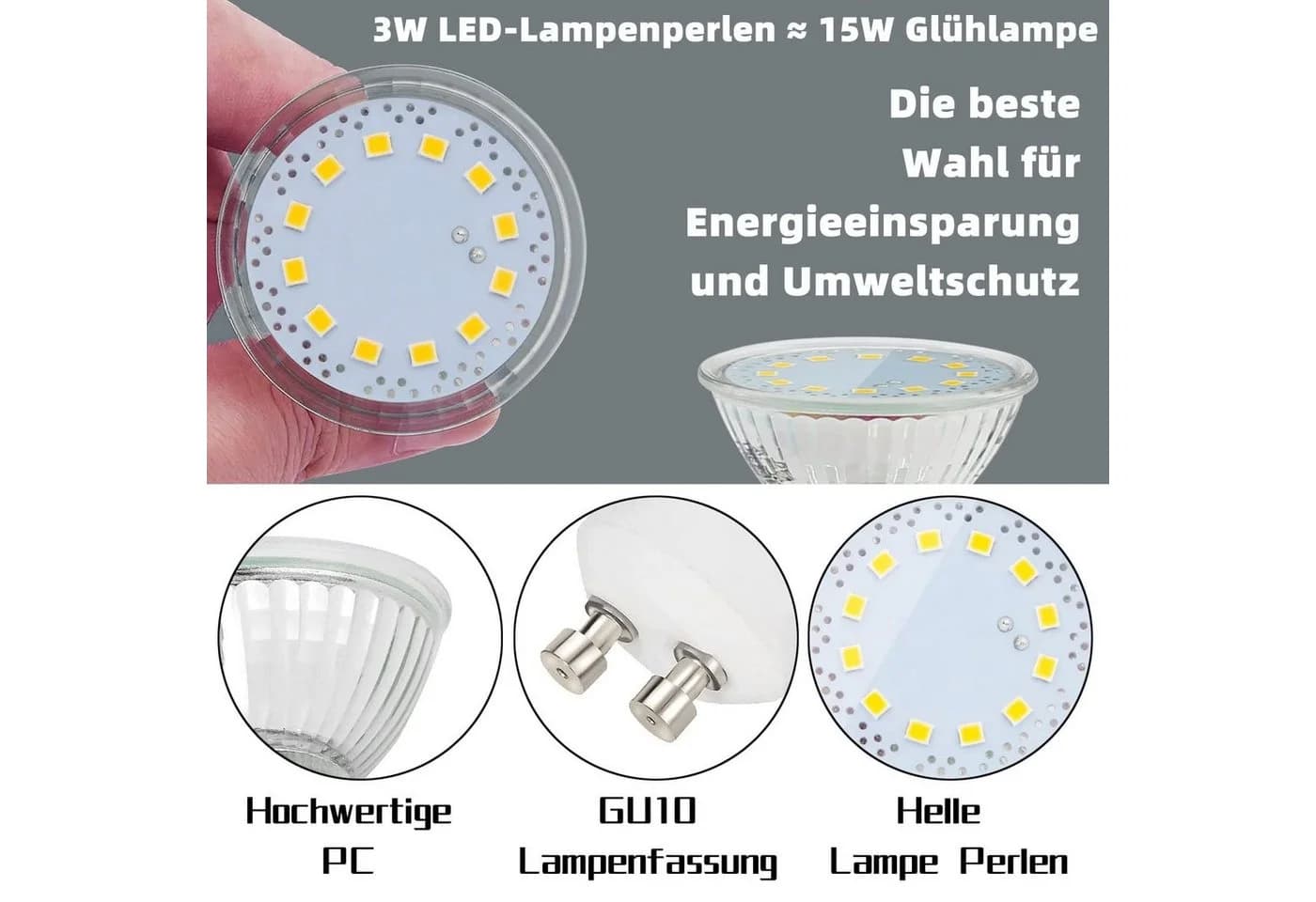 ZMH LED-Leuchtmittel GU10 Warmweiß 10 St. 2700K