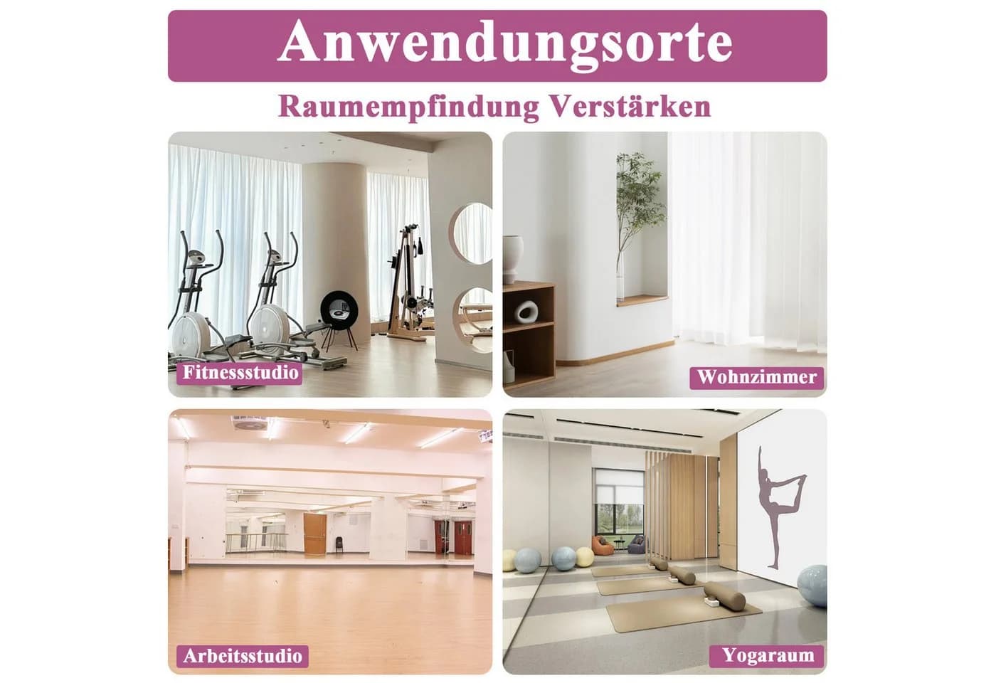 Elemango 3-teiliger Tanzspiegel Set 143x60 cm Ganzkörperspiegel