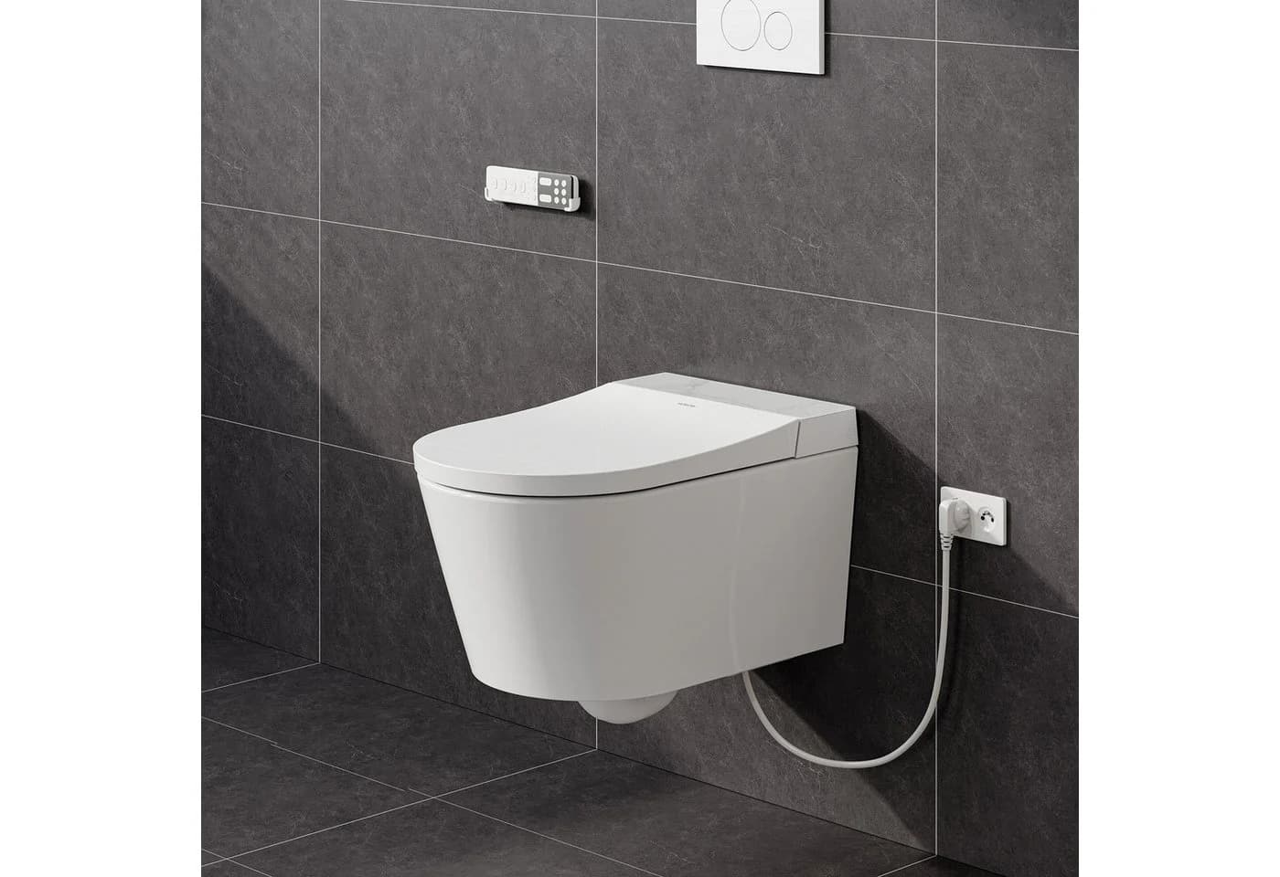 HOROW Dusch-WC Hänge WC mit Bidet-Funktion, Warmwasser, Beheizter Sitz, Damenpflege