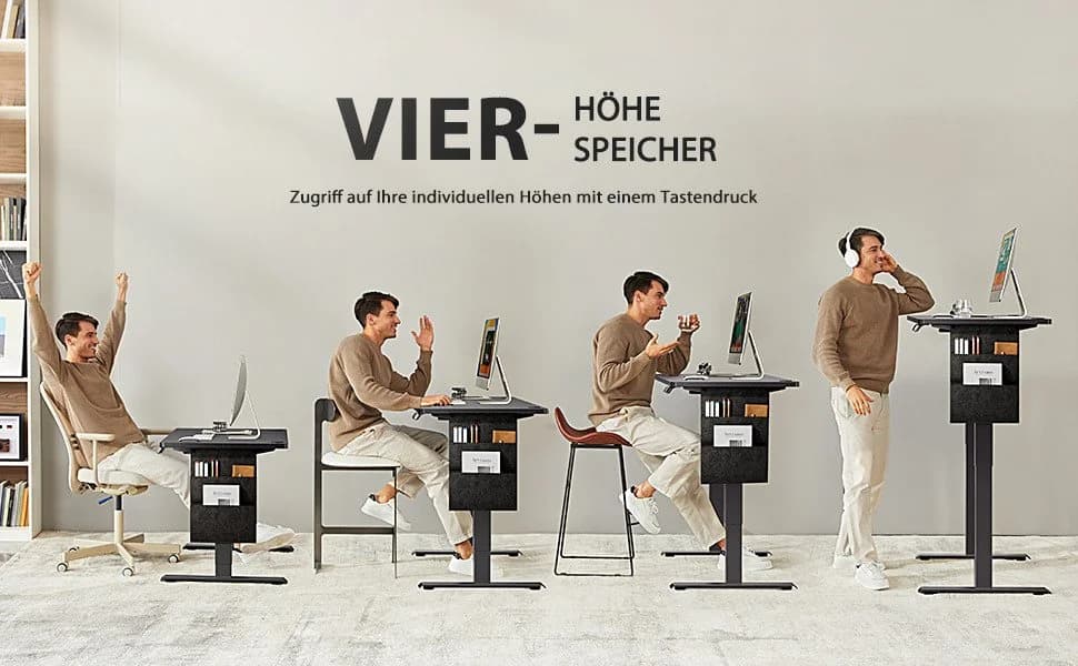 Vivitar Elektrischer Höhenverstellbarer Schreibtisch 100x60 cm Schwarz