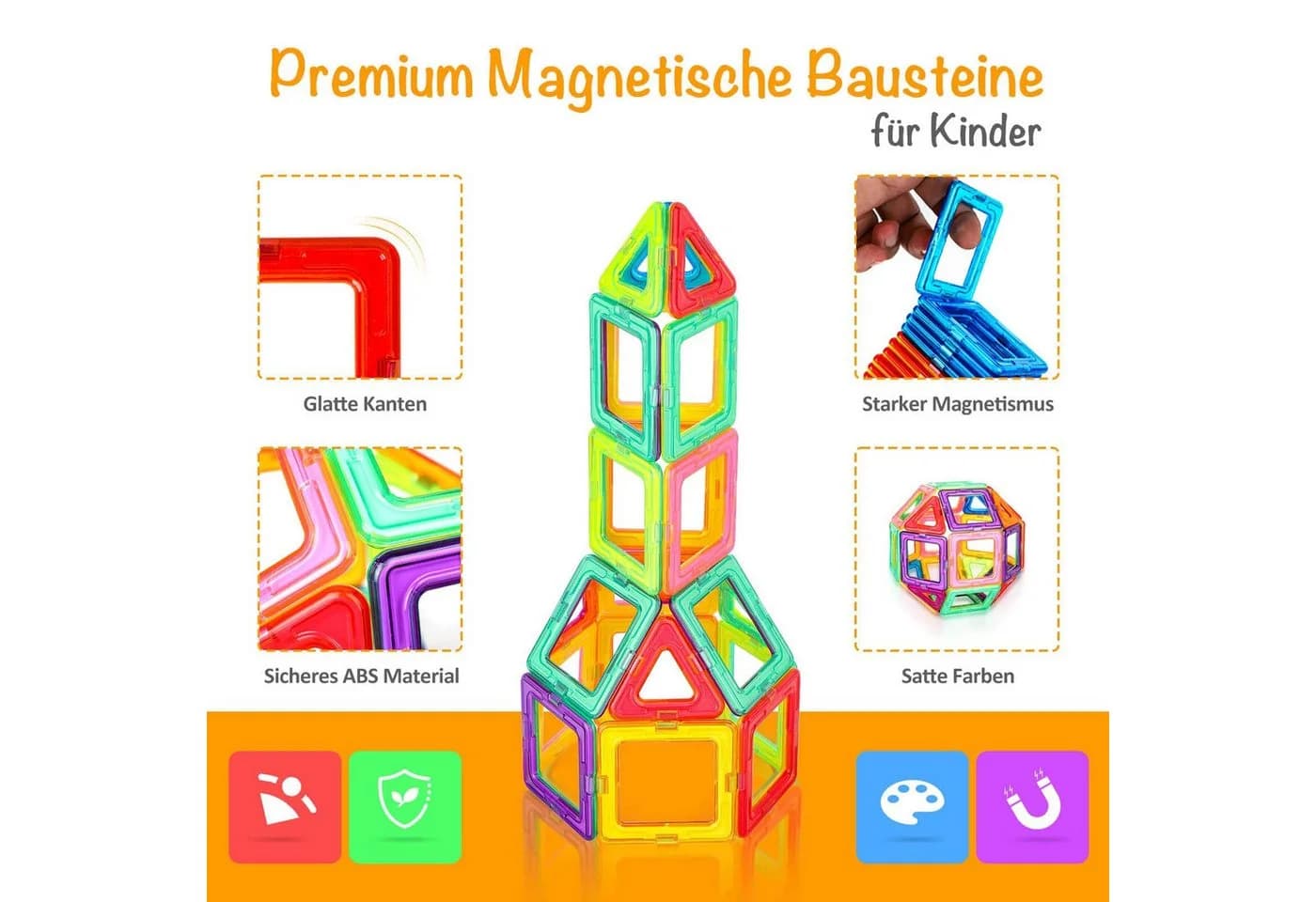 Youyijia 40 stk Magnetische Bausteine Bunt
