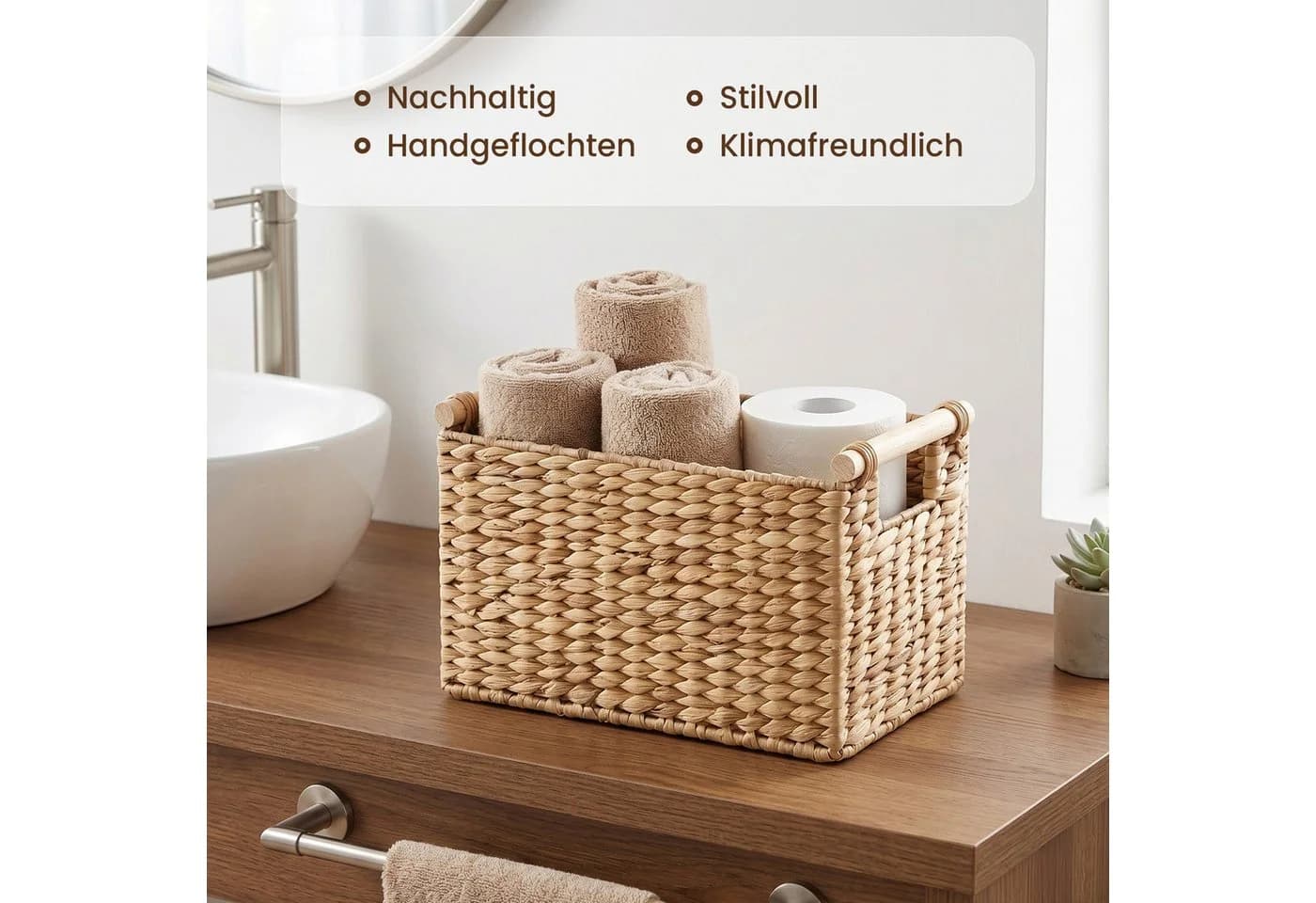 Youyijia Aufbewahrungskorb Geflochten Beige Metallrahmen