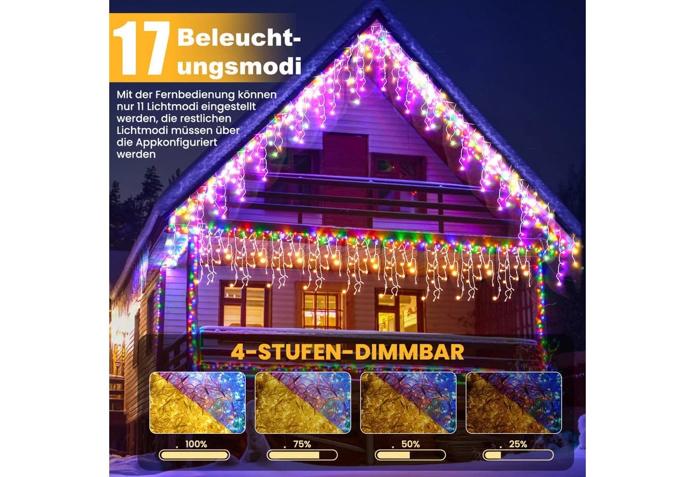 Circlio LED Eiszapfen Lichterkette 5-45m mit App & Timer