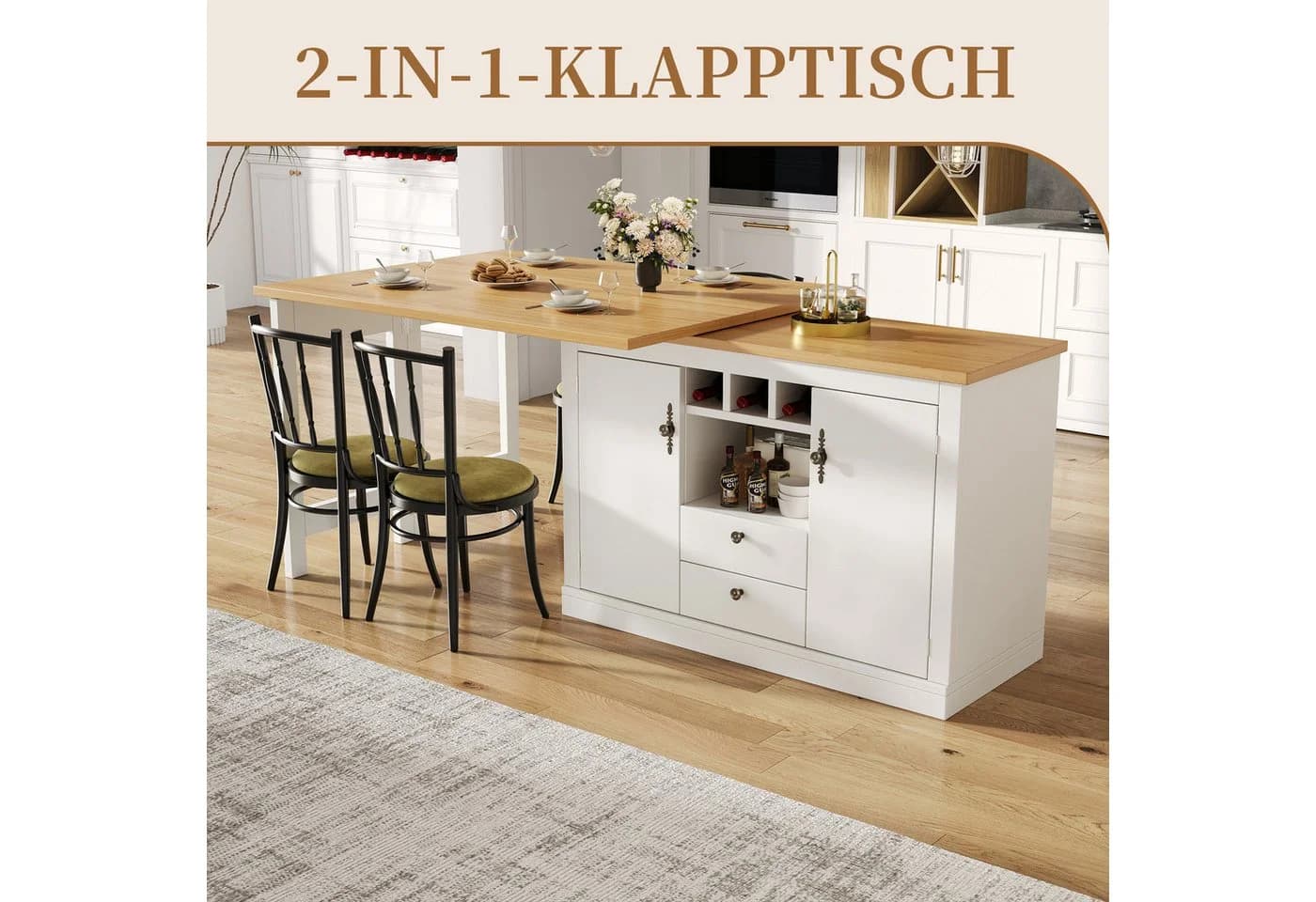 SeedWave Bartisch 360° drehbar mit Klappbarer Tischplatte & Stauraum