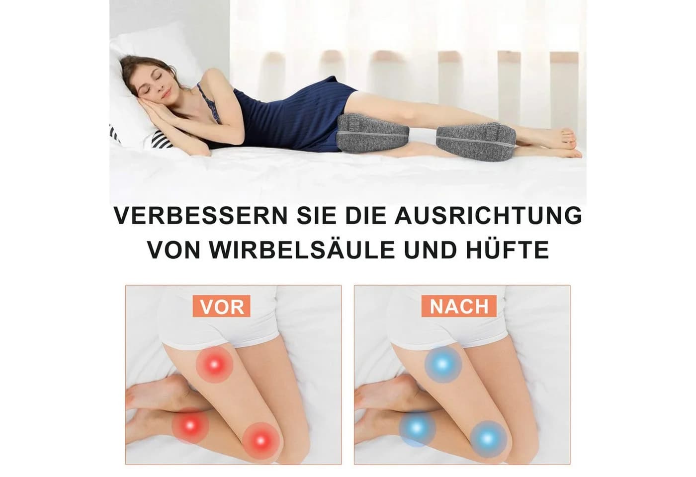 Mutig Balancekissen Kniekissen 2 Stück Grau Memory-Schaum