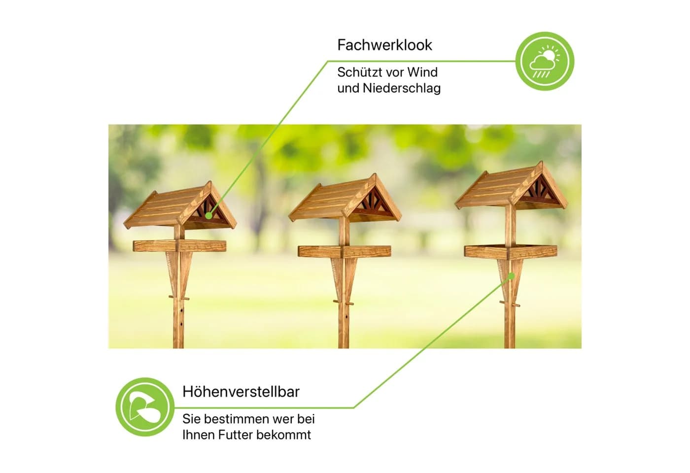 gartenetage Vogelhaus Höhenverstellbares Vogelhaus mit Ständer Wetterfest Massivholz