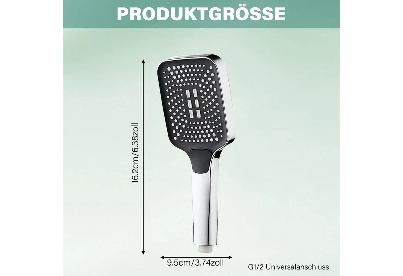 MOPUEA Duschbrause Wassersparend verchromt 3 Strahlarten