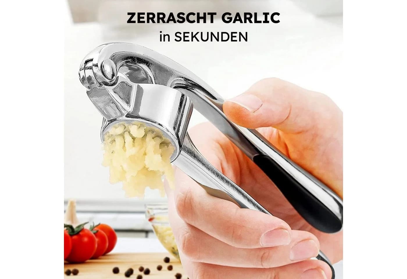 MOPUEA Knoblauchpresse Edelstahl Spülmaschinenfest Ergonomisch
