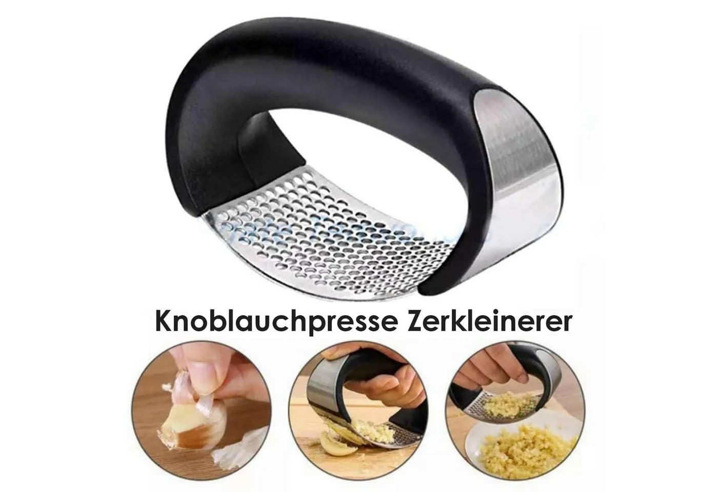 MOPUEA Knoblauchpresse Edelstahl mit Schäler Set Rostfrei