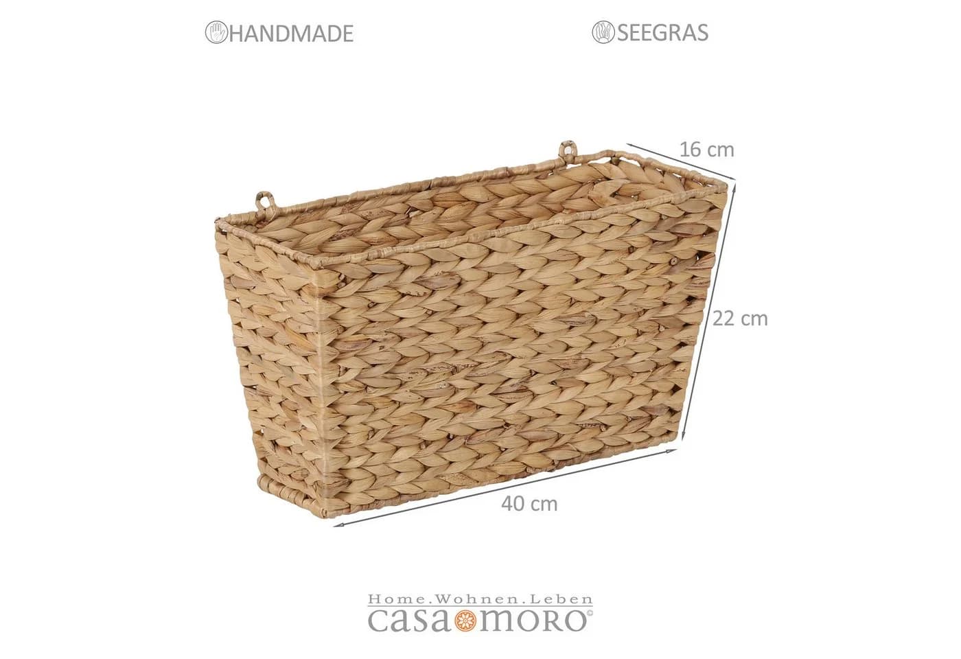 Casa Moro Wandkorb Zella Seegras geflochten 40x16x22 cm