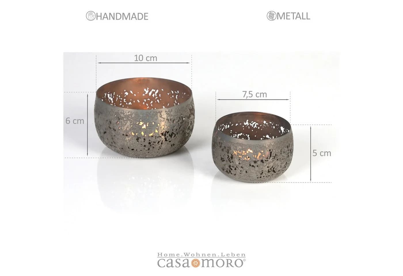 Casa Moro Windlicht 2er Set Teelichthalter Bronze Look Kerzenhalter