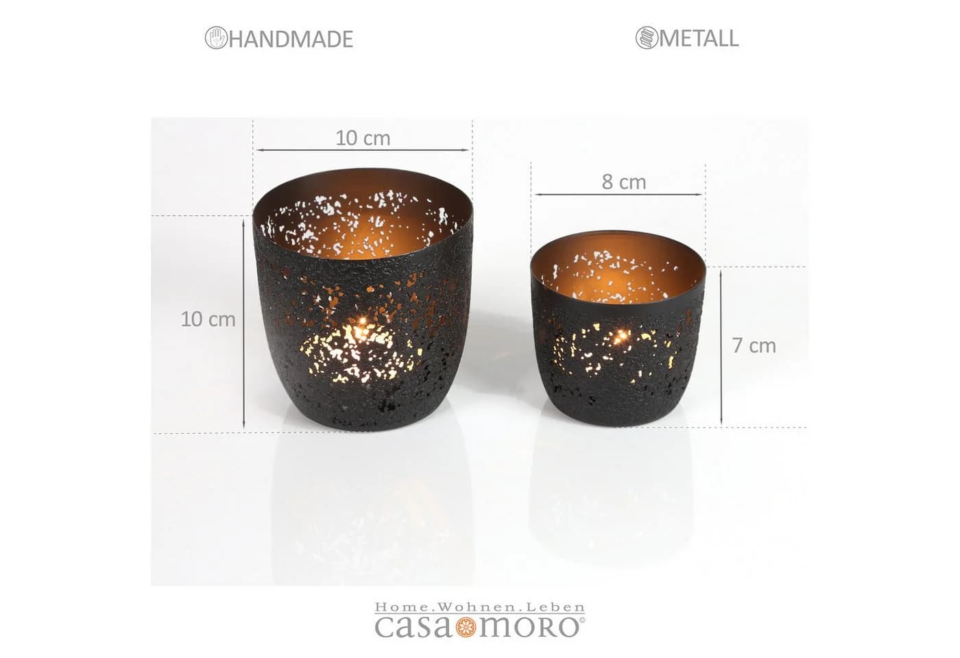 Casa Moro Windlicht Teelichthalter 2er Set Schwarz Industrial Look