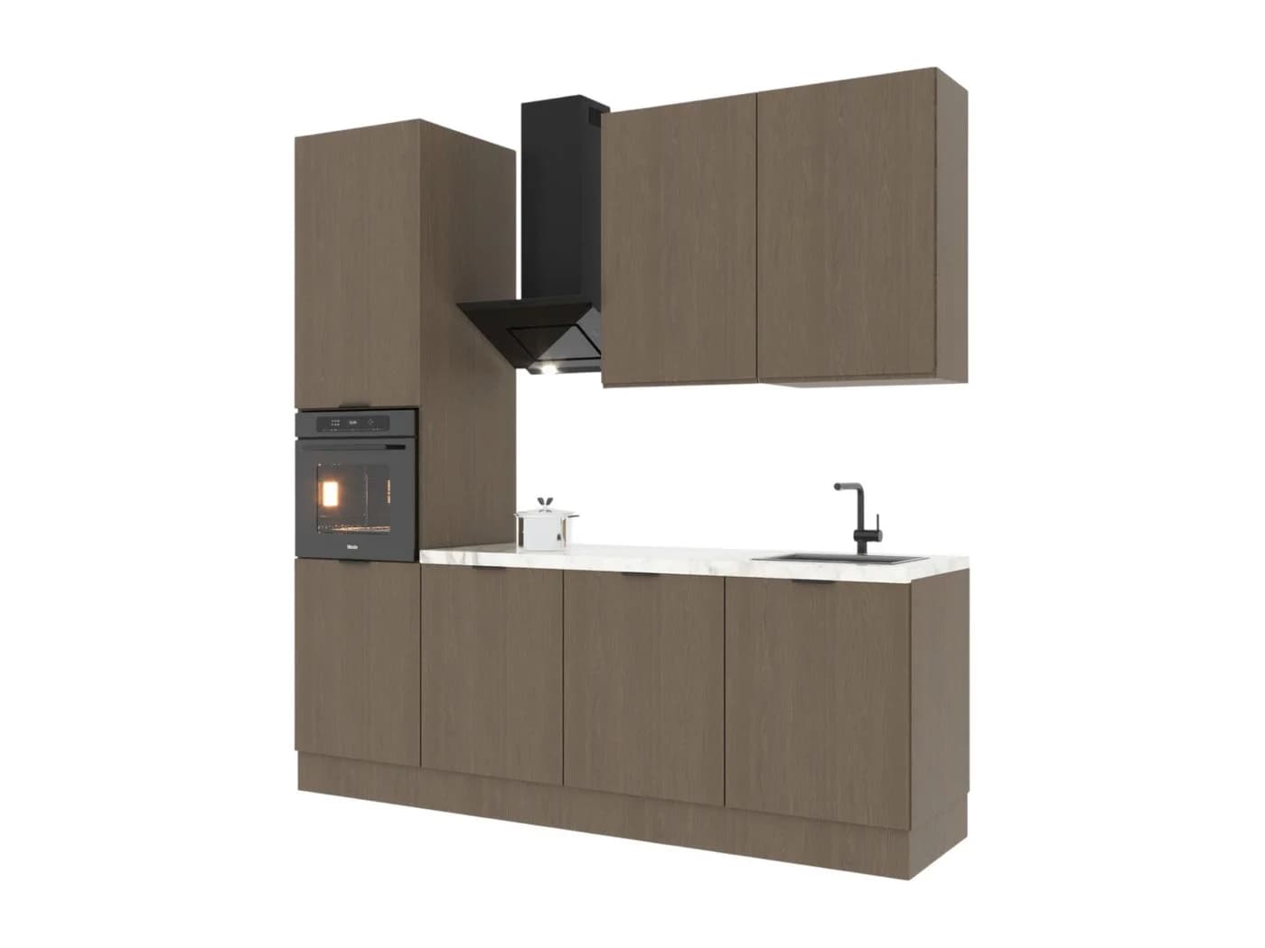 ROYAL24_MARKT Küchenzeile Sorento Kompakt Modern Dunkle Eiche