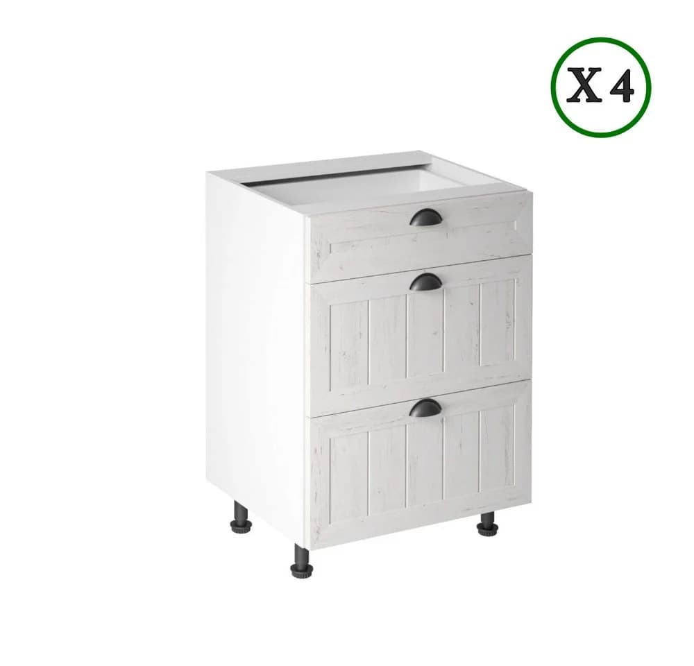 ROYAL24_MARKT Provence Küche Komplett-Set Matt Weiß Landhausstil