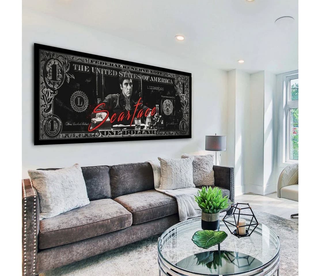 Artedinoi Leinwandbild Pop Art Scarface Film Dollar
